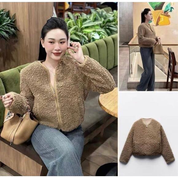 ZARA BLOGGER FAVORITE SHORT FAUX SHEARLING JACKET - Picture 9 of 12